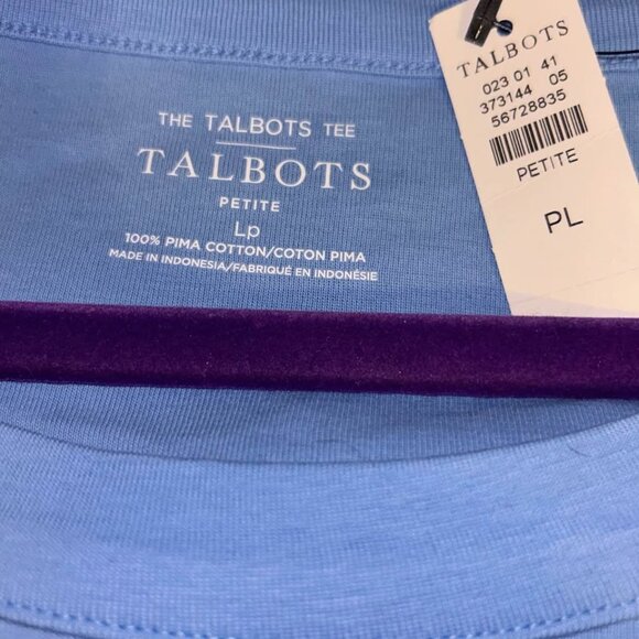 NWT Talbots light blue elbow sleeve round scoop neck top shirt woman's size LP - Picture 6 of 7